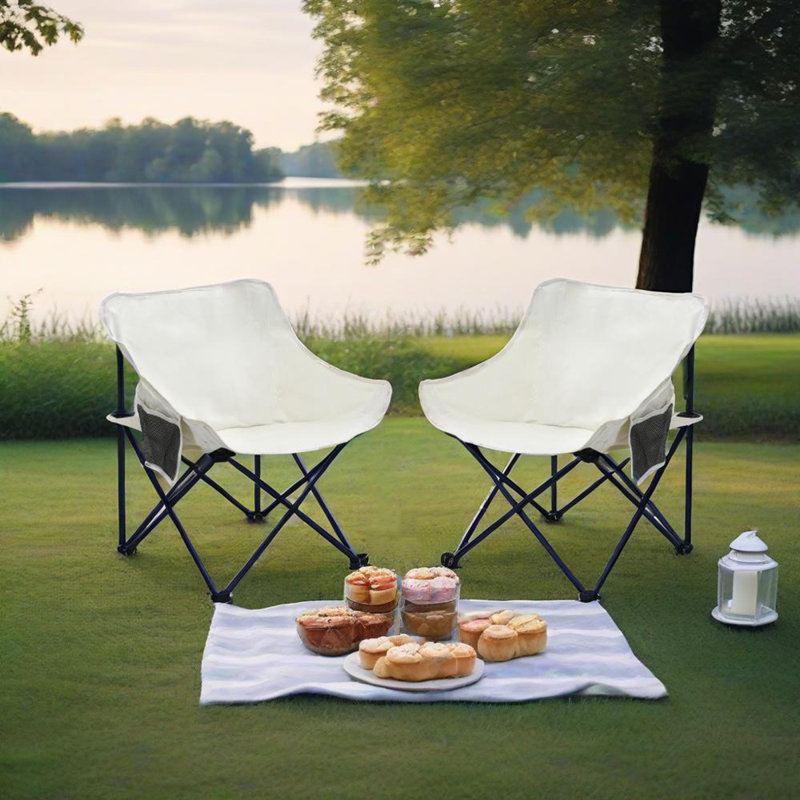 2PCS Outdoor Camping Chairs Folding/Portable, Carry Bag ,Beige, Beige