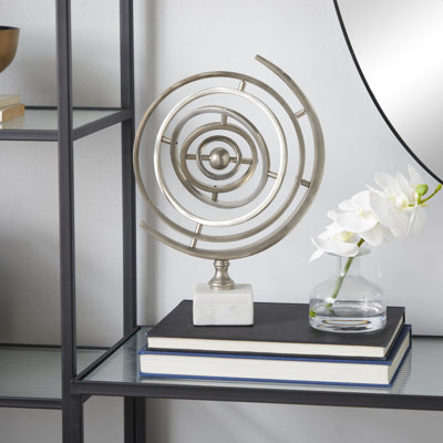 Globe terrestre armillaire éducatif en aluminium et base en marbre Rodrigue