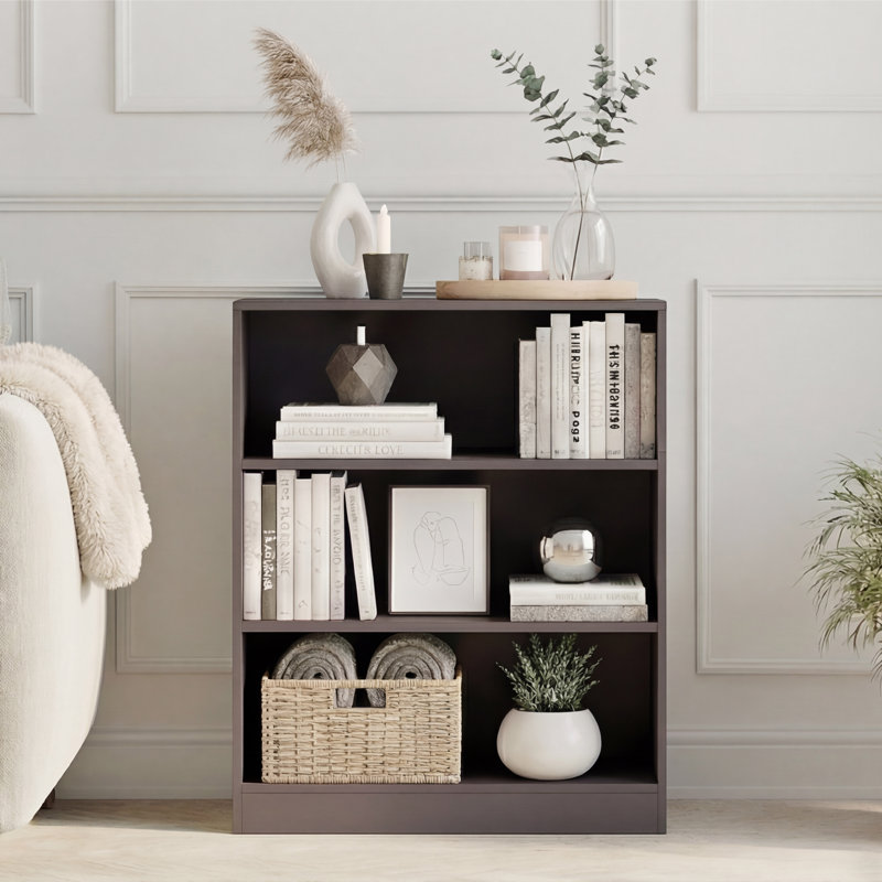 142cm H x 60cm W Standard Bookcase, Grey, (3 Shelves) 75cm H x 60cm W x 24cm D