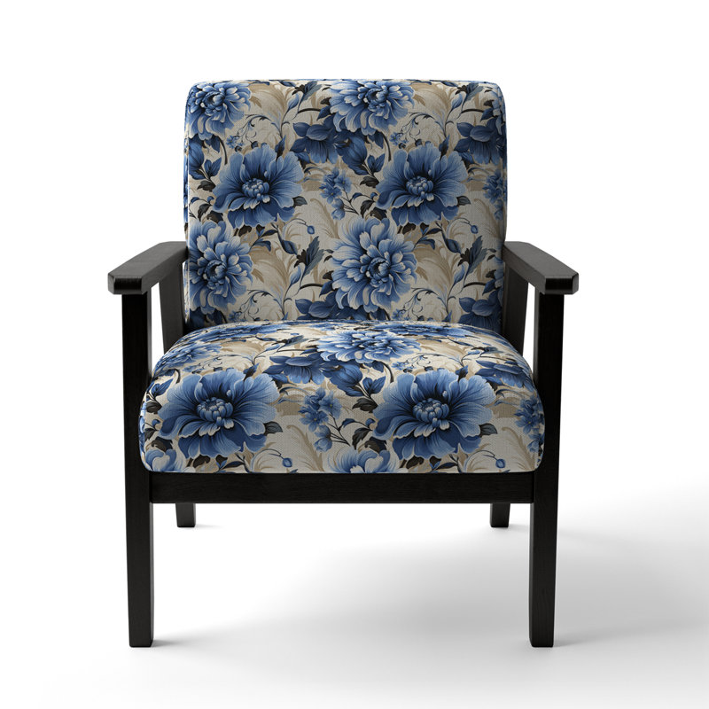 Fauteuil de chalet victorien en velours cobalt bleu Victorian
