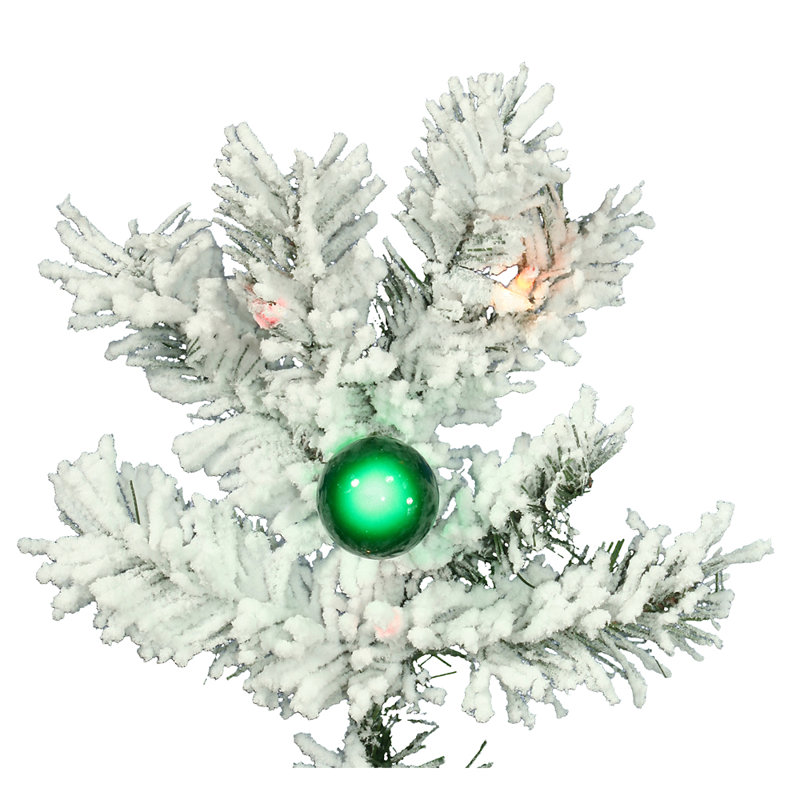 Alandis Vickerman Flocked Alaskan Artificial Christmas Tree, White Lights, 6.5" H