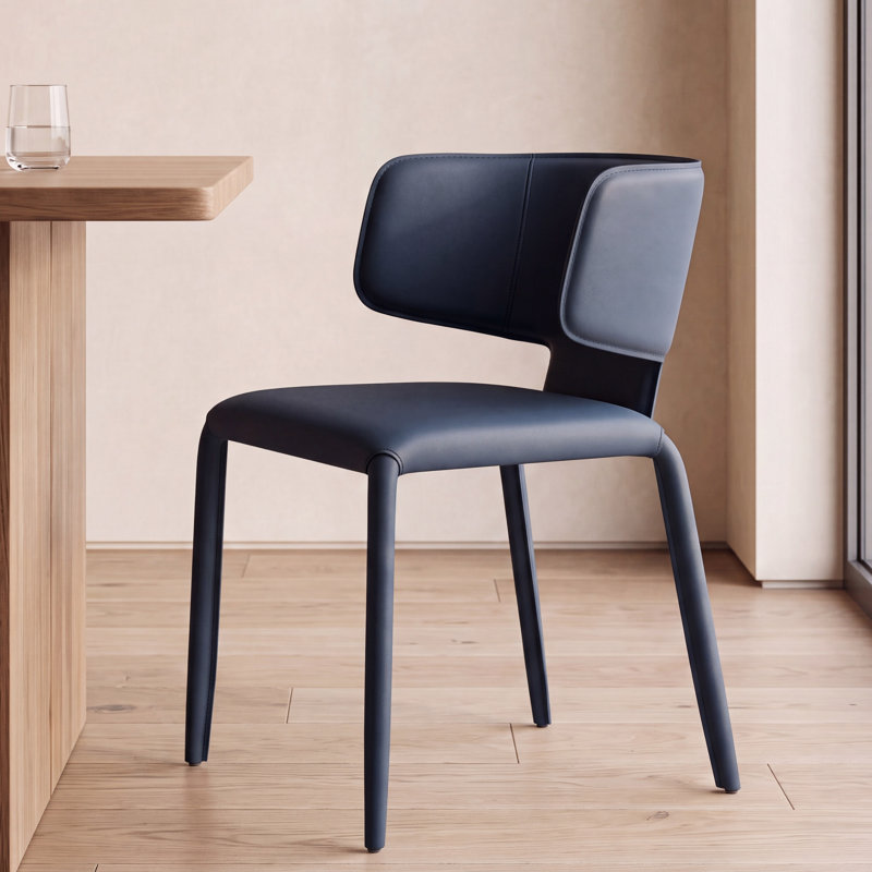 Chaise d'appoint rembourrée en cuir avec siège rembourré et siège en cuir Saddle, Bleu