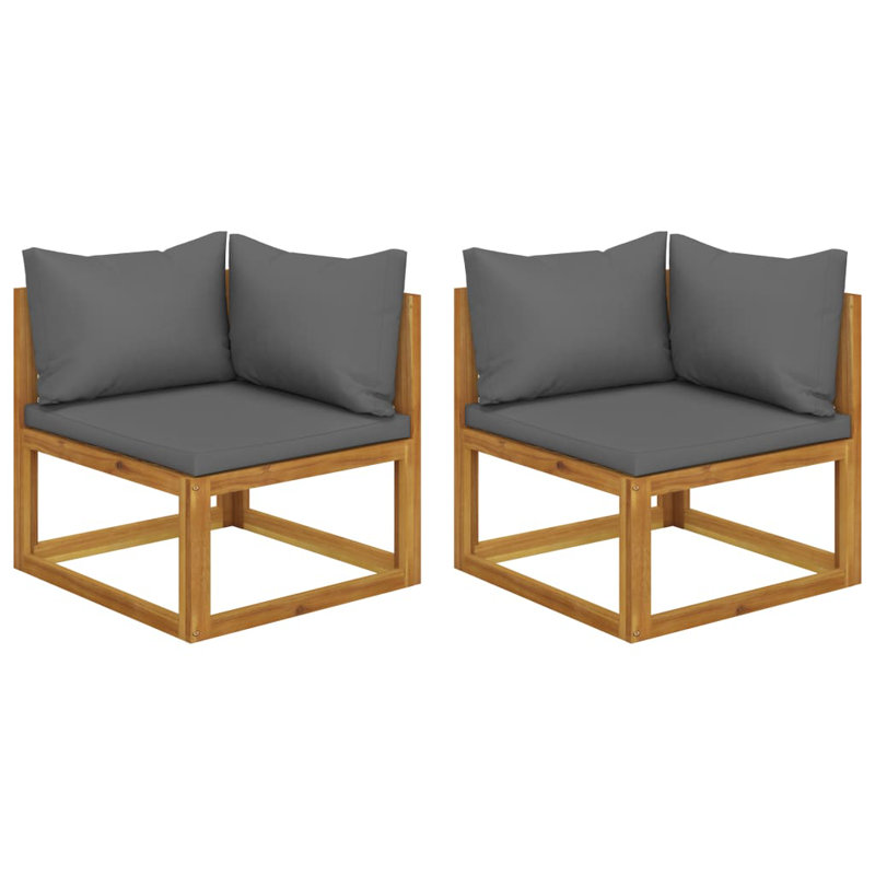 Sofa Set Outdoor Wooden Lounge Set with Cushions Solid Wood Acacia, Grey