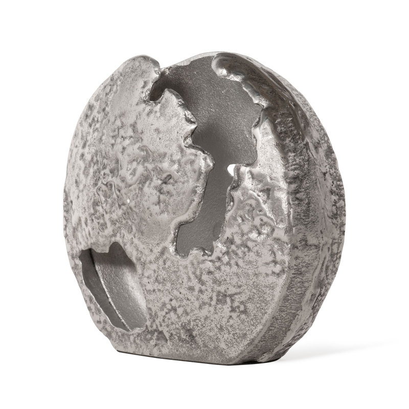 Vase Atlas en métal nickel antique, grand