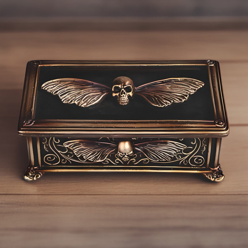 6''W Skull Moth Trinket Box