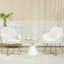 HOMCOM Accent Chair Set of 2, Gold Metal Legs, Thick Cushion, Cream White