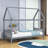 Twin Wooden House-Shaped Bed With Slats-1560366076