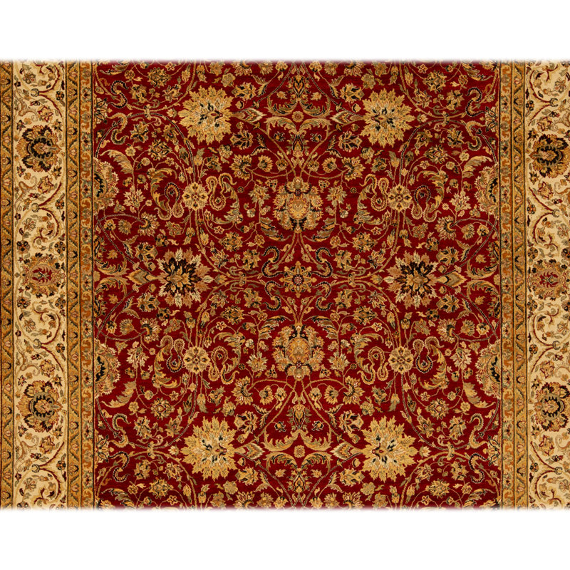 Tapis rouge et crème noué à la main de haute qualité