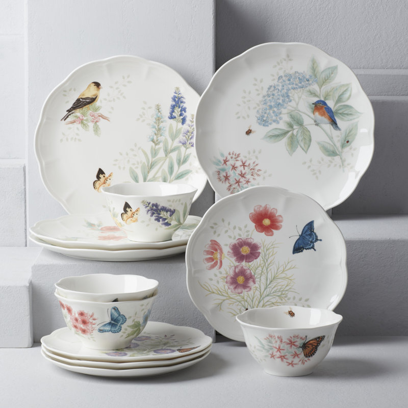 Lenox Butterfly Meadow Flutter 12 Piece Dinnerware Set, Service for 4