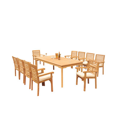 Cimah Rectangular 10 - Person 115" Long Teak Dining Set