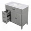 Meuble-lavabo de 36 po avec lavabo, conception rétro, structure en bois massif, panneau de fibres à densité moyenne, grands tiroirs de rangement et armoire-279362241