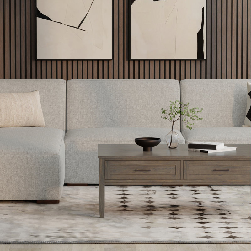 Pale Grey 34-Inch Recycled Polyester Armless Sofa Module