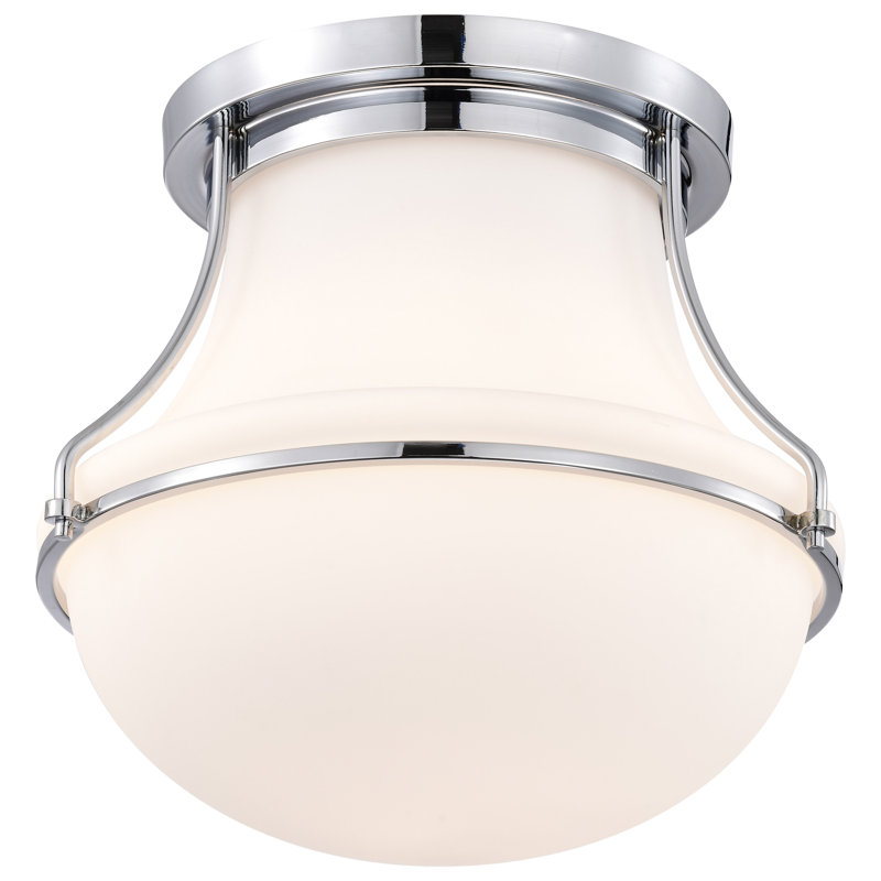 Plafonnier encastré en verre Bashaw, H 12,25 po x l 14 po x P 14 po, Nickel poli