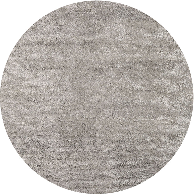 Tapis contemporain gris, Rond 8 pi