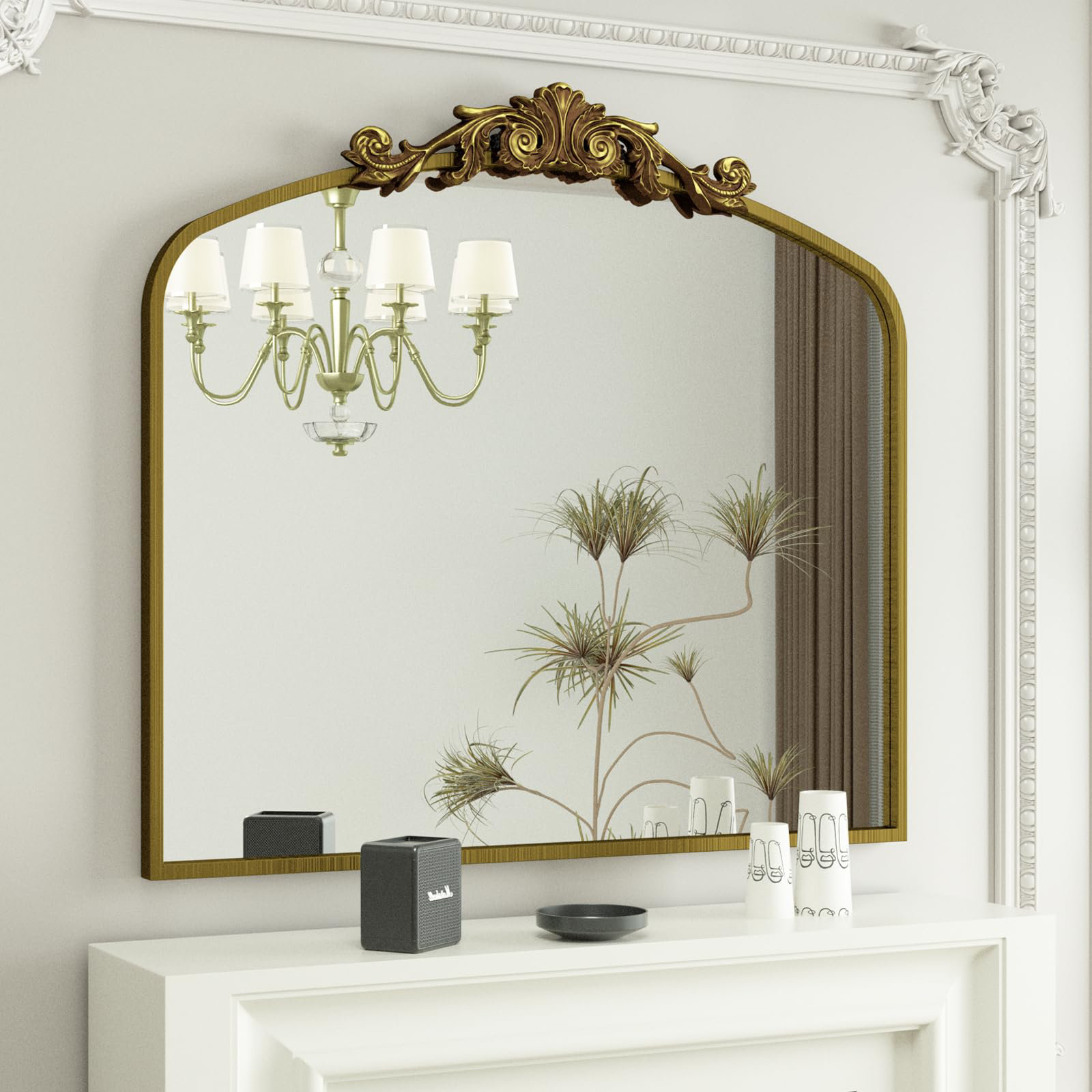 Fleur De Lis Living Arch High Quality Aluminum Alloy Framed French Cleat Mounted Baroque Wall Decor Bathroom Vanity Mirror with 3-Year Warranty & Reviews | Wayfair