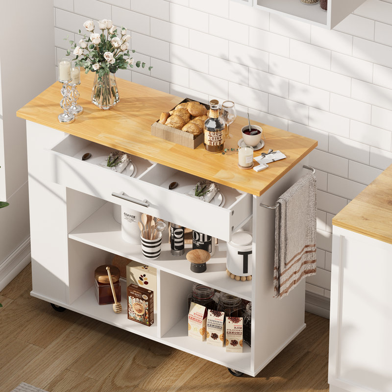 Arbenor Kitchen Island Cart, White