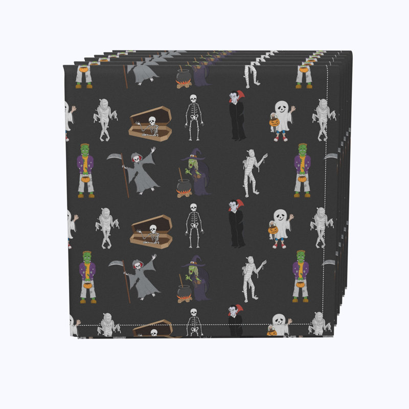 Polyester Floral Square Napkin, Halloween Usual Characters