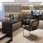 Bureau en L noir avec armoire en bois massif-360731081