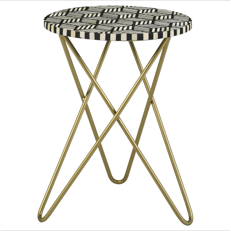 Table d'appoint noire, blanche et dorée