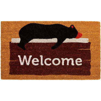17" X 29" Natural Brown Bear Welcome Outdoor Coir Door Mat