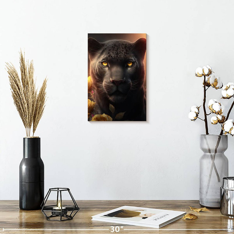 Brampt A Black Panther Portrait, 12" H x 8" W