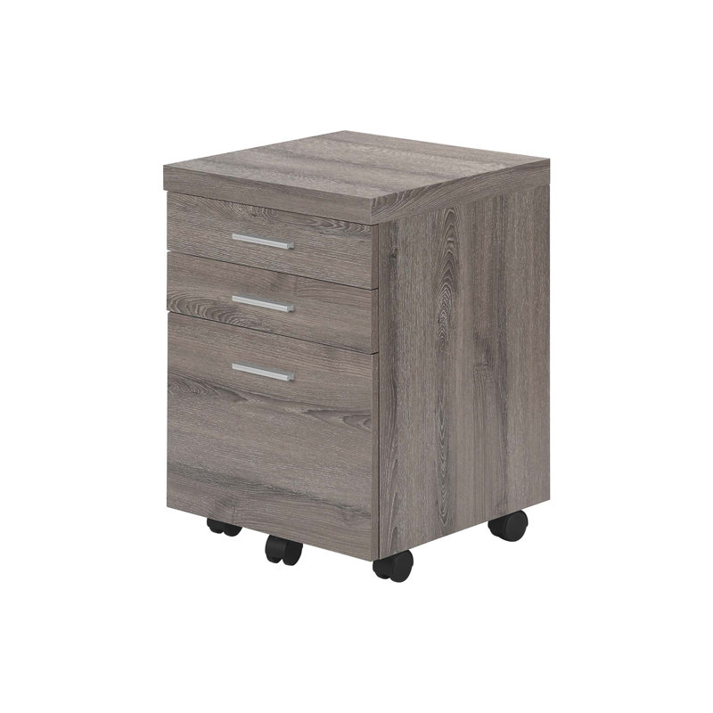 Contemporary Rolling Mobile File Cabinet With Storage Drawers And Printer Stand For Modern Office Work, Taupe