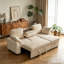 Canapé-lit convertible de 85 po avec méridienne avec rangement, canapé-lit en forme de L moderne avec double porte-gobelet, plateau amovible et 2 pollows-131282361