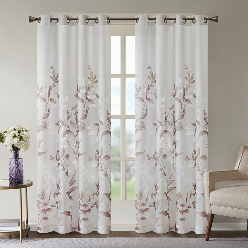 Burnout Printed Curtain Panel, White/Purple