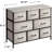 Sorbus 8 Drawers Wide Dresser with Steel Frame, Wood Top, and Fabric Bins in Rustic-1996949785
