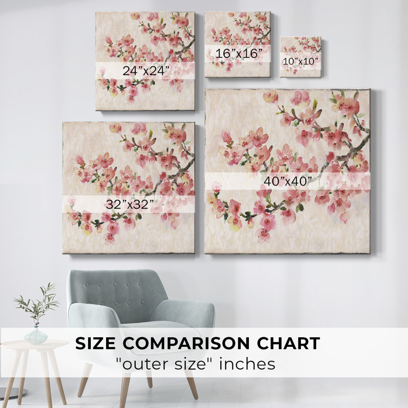 Composition de cerisier en fleurs II, H 8 po x l 8 po