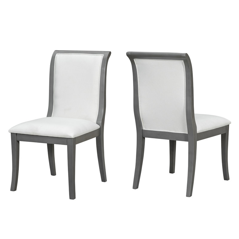 Traditional Elegant Upholstered Dining Chairs, Gray