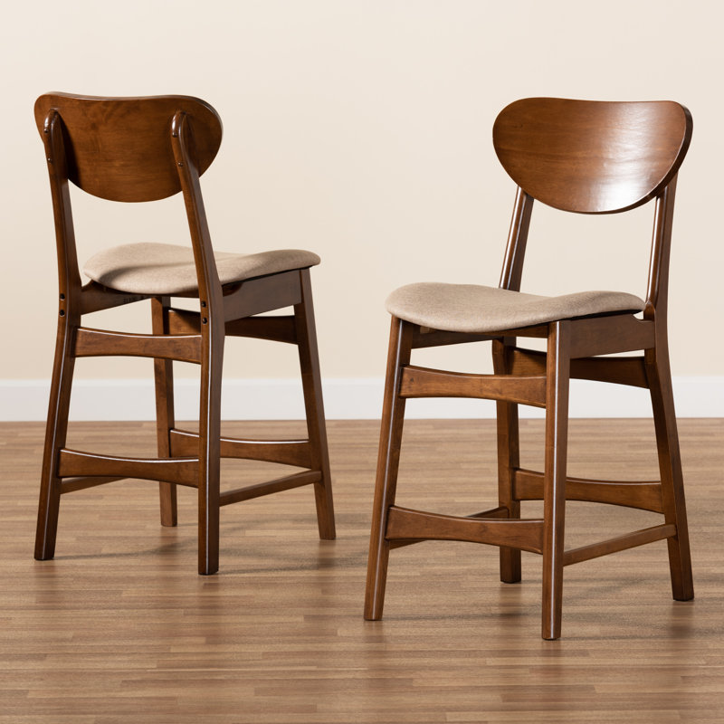 Hollman Solid Wood 23.6'' Counter Stool, Beige