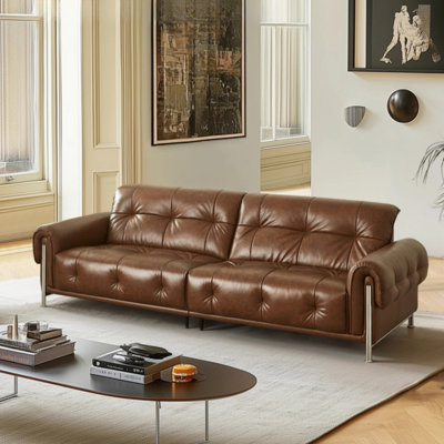 Canapé droit Mid-Century brun