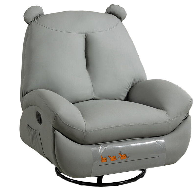 Melchiore Faux Leather Recliner, Gray Faux Leather