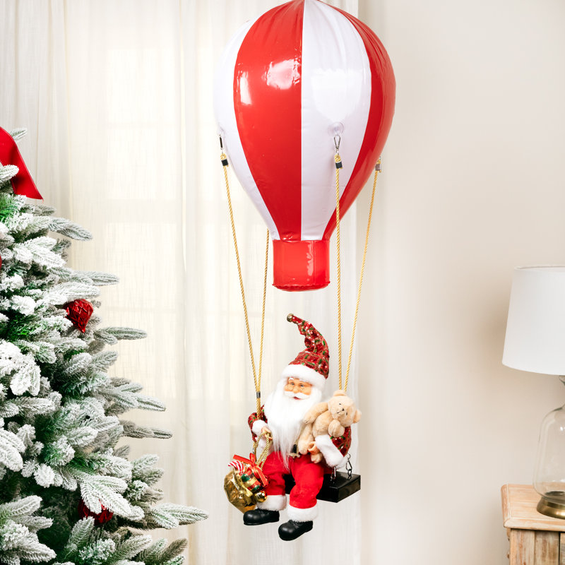 Lighted And Musical Santa Claus Hot Air Balloon Christmas Decoration - 43.5"
