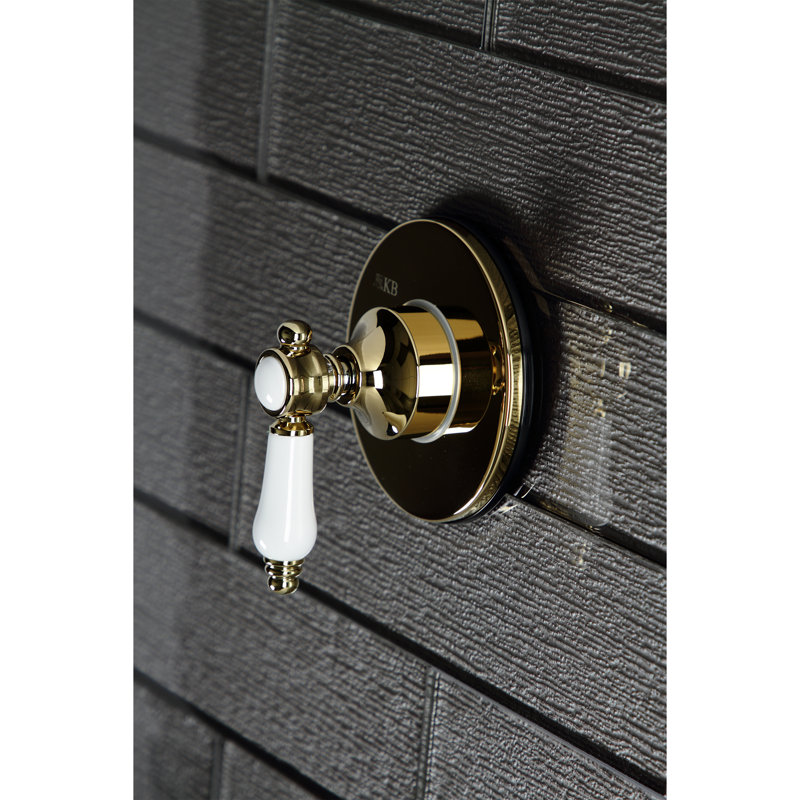 Kingston Brass Bel-Air Single-Handle Wall Mount Three-Way Diverter Valve with Trim Kit, Polished Brass