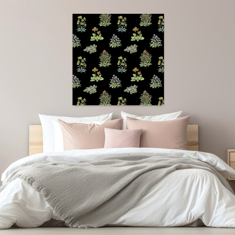 Art contemporain, art floral rétro, H 32 po x l 32 po