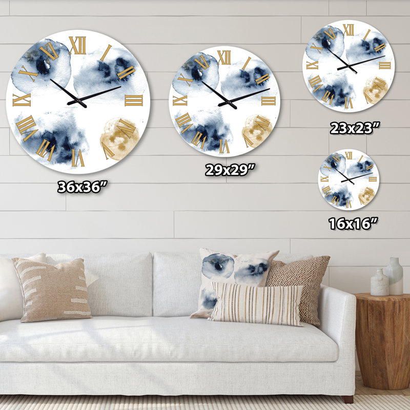 Abstract Of Dark Blue and Gold Cloud - Modern wall clock, Small