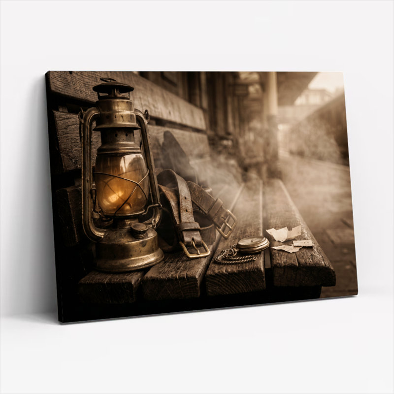 Ensemble de 1 tableau sur toile représentant une lanterne vintage, 36"H x 48"W, Wrapped Canvas