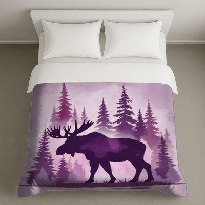 Moose In Forest Silhouette Duvet Covers