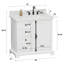 Meuble-lavabo simple 36 po Icon avec dessus en marbre naturel de Carrare, lavabo et dosseret. Blanc pur. Pré-assemblage