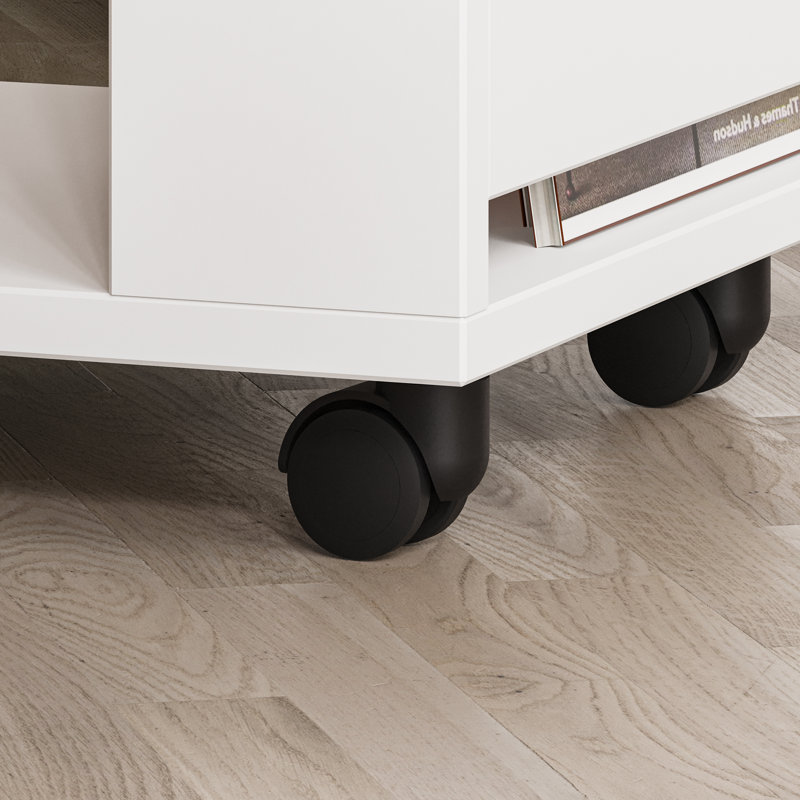 Side Table with Storage, White
