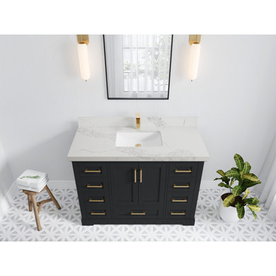 Boston 48 po X P 22 po De salle de bain simple en fer forgé Quartz blanc