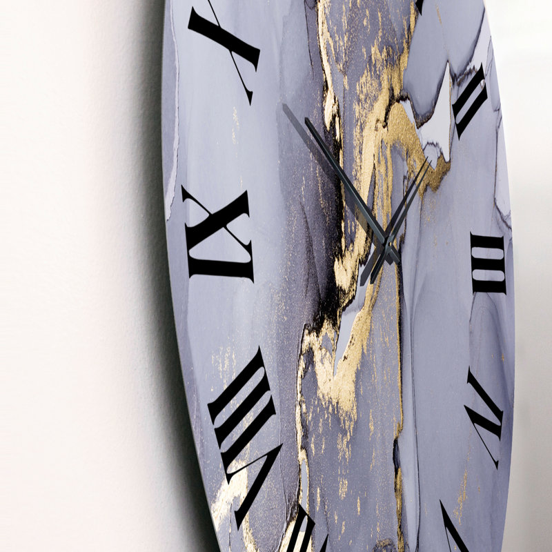 Horloge murale moderne mauve et or liquide, Moyen