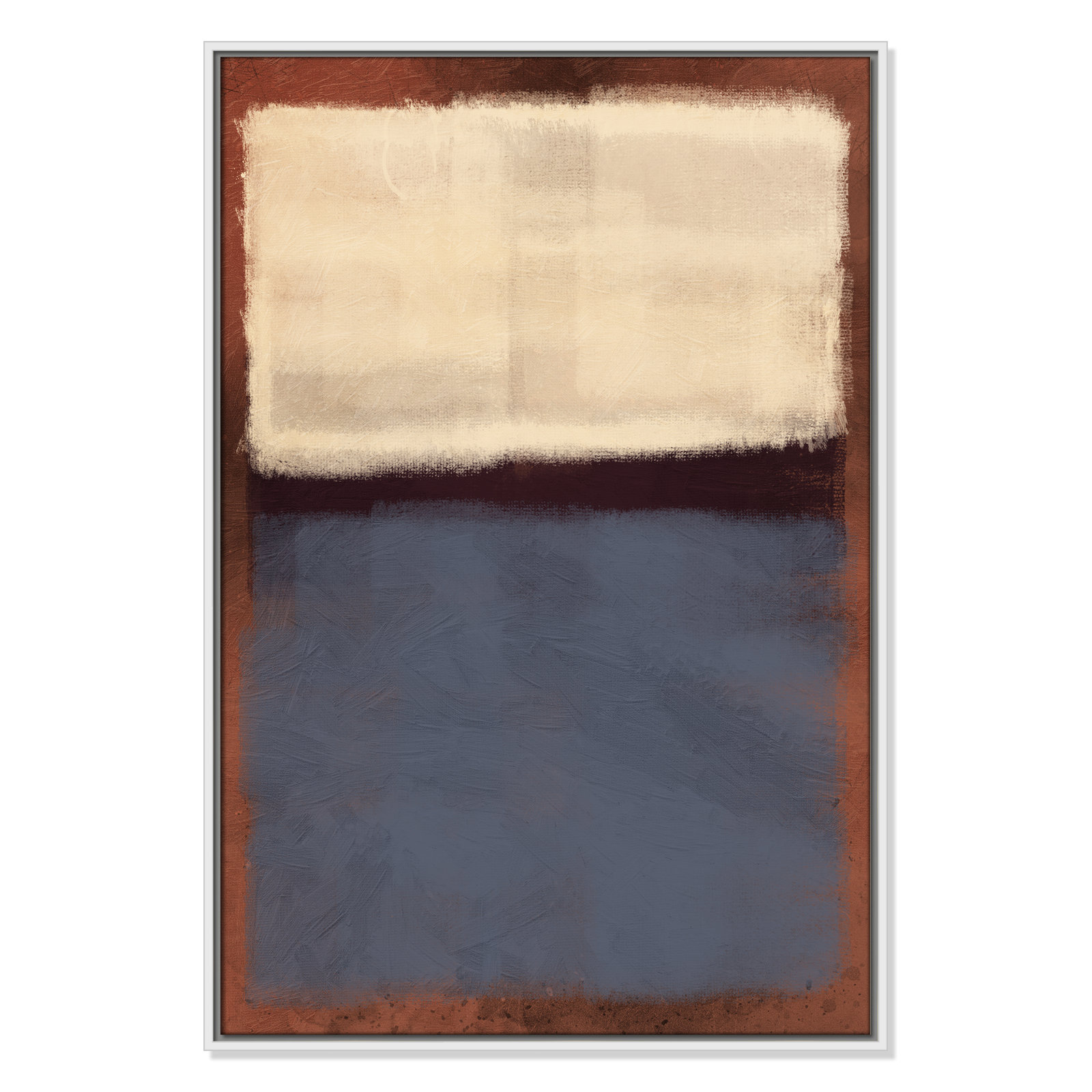 Alabaster Burst - Floater Frame Painting on Canvas, 37.5" H x 25.5" W x 2" D, White Framed
