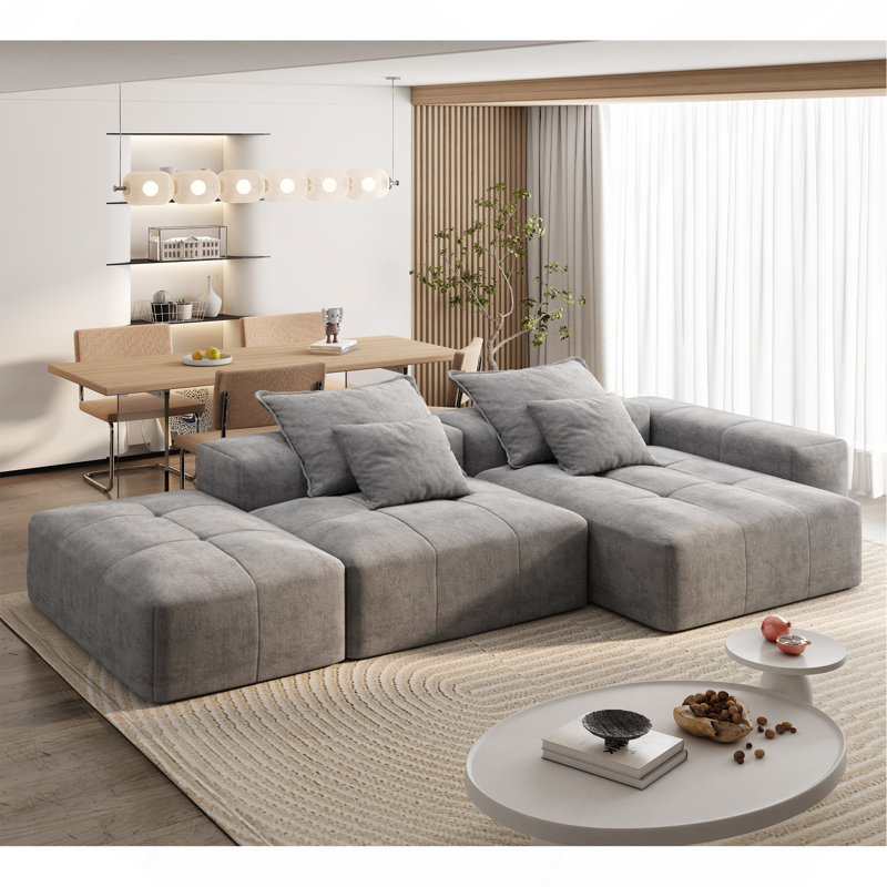 Canapé modulaire surdimensionné moderne avec repose-pieds, Gris