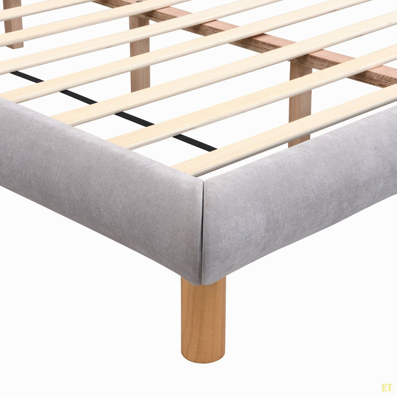 Upholste Platform Bed Frame With Cookie-Shaped Headboard, Easy Assembly, Soft And Comfortable, Full
