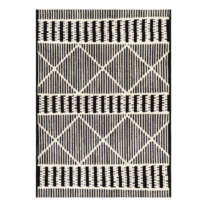 Black Dalyan Indoor/Outdoor Trellis Rug, Rectangle 2' x 3'