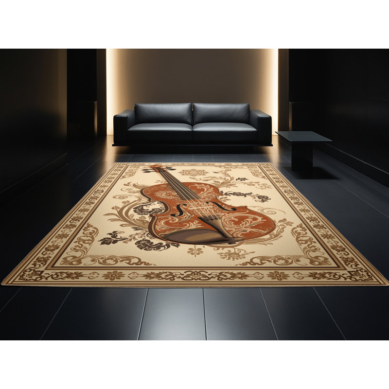 Tapis oriental brun et beige lavable à la machine Osnat, 4 x 2