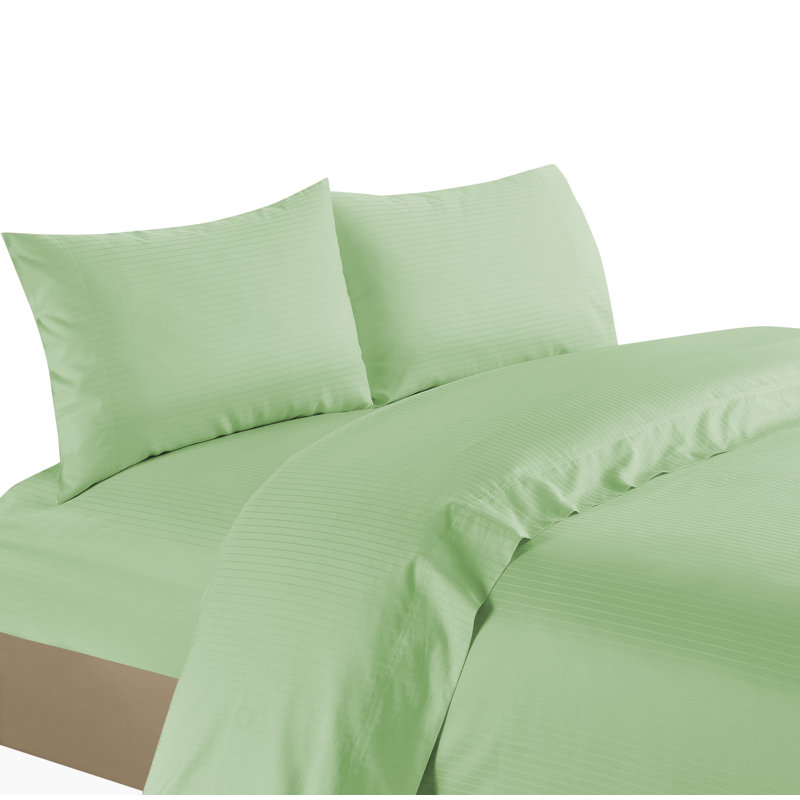 100% Cotton Striped Sheet Set, Full Sheet Set + Fitted Sheet + 2 Pillowcases, Black